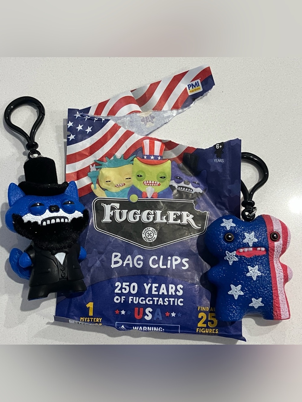Fuggler 250 year USA Blue Bag Clip Keychain - Patriotic